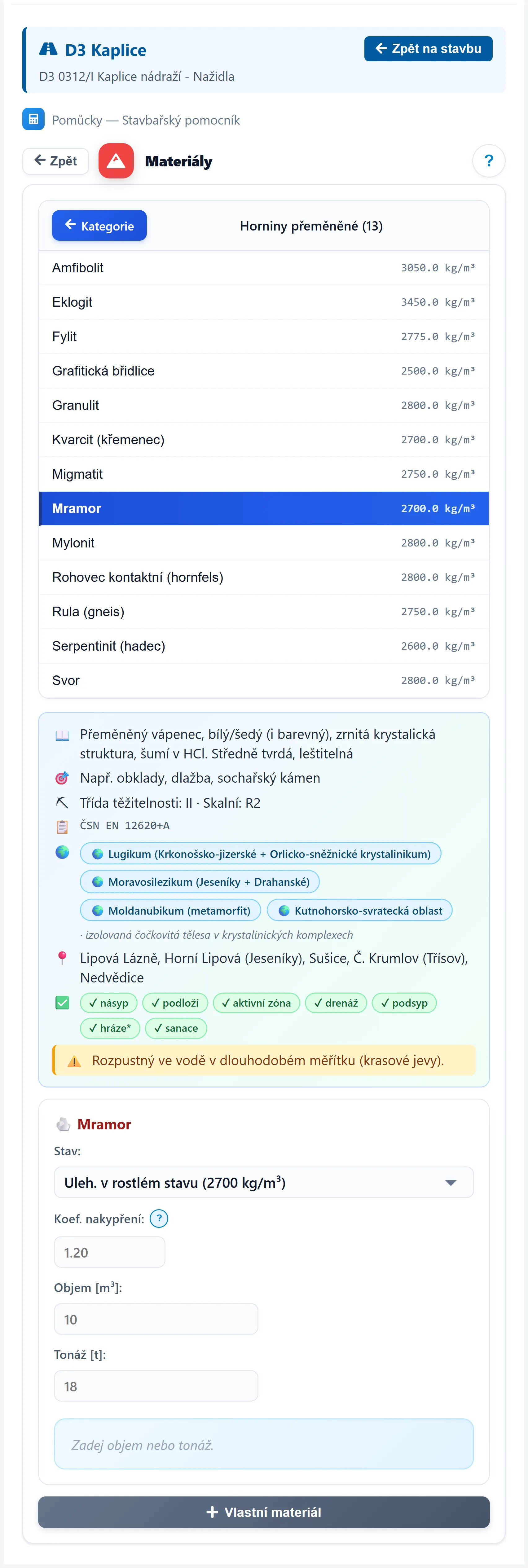 Pomůcka: materiály